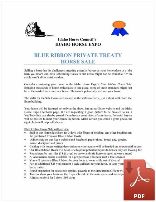 Blue Ribbon Sale Idaho Horse Expo
